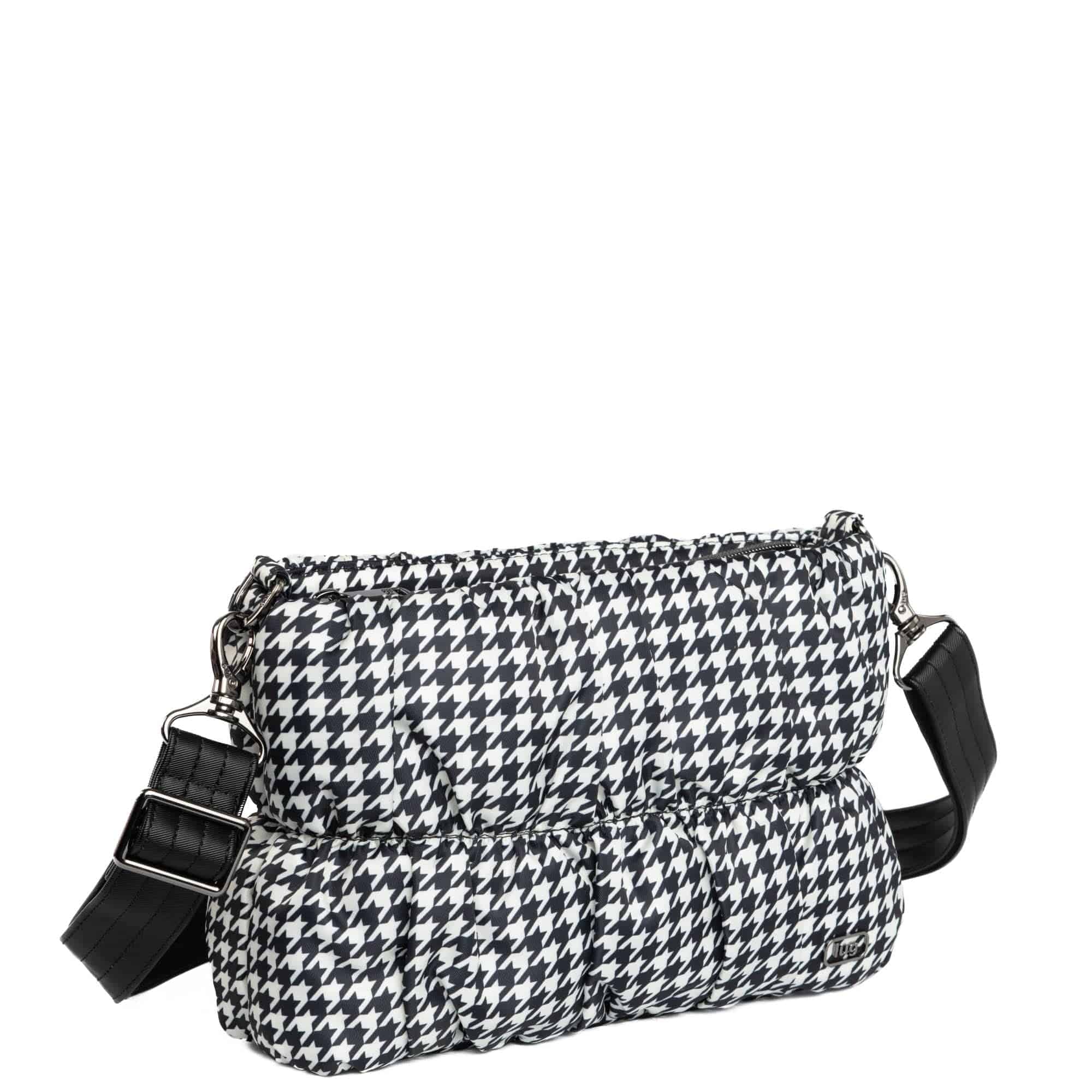 Flounce Ruched Crossbody Bag - MICRO HOUNDSTOOTH BLACK - Flounce_MicroHoundstoothBlack_02